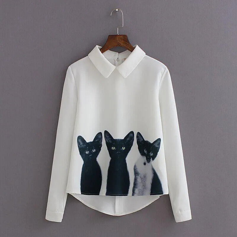 3 Cats Chiffon Blouse