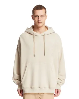 Beige Cotton Logo Hoodie