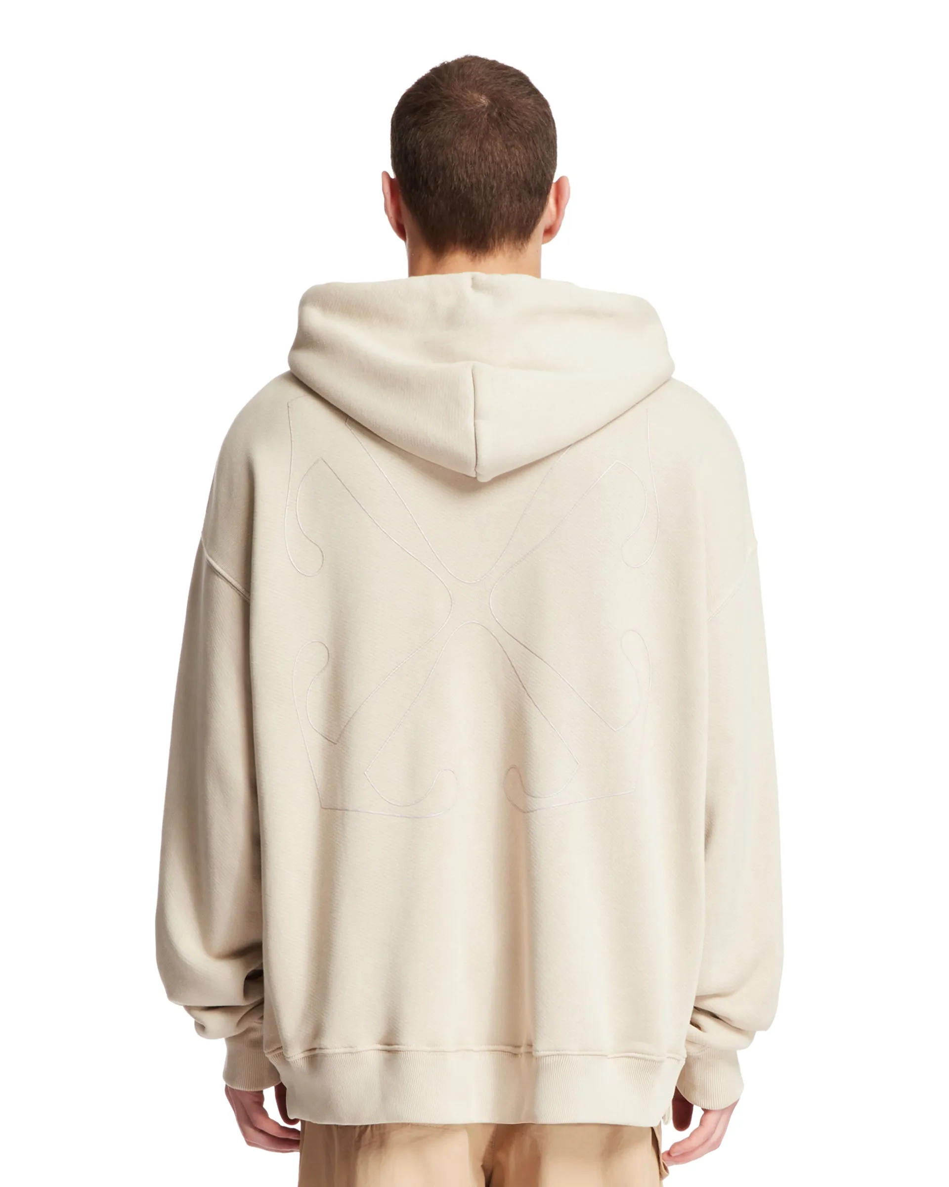 Beige Cotton Logo Hoodie