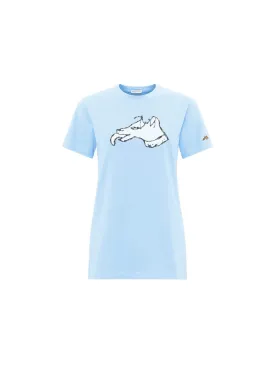 BF Colour block dog t shirt in pale blue