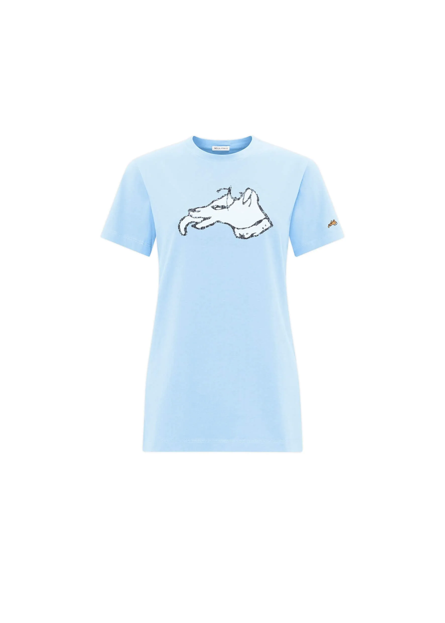 BF Colour block dog t shirt in pale blue