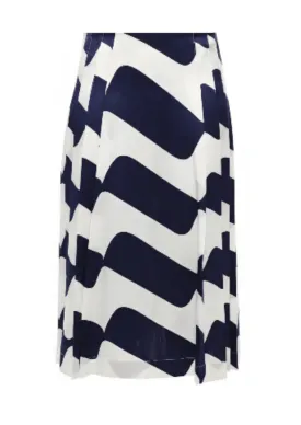 BLUE AND WHITE STRIPED MIDI SKIRT