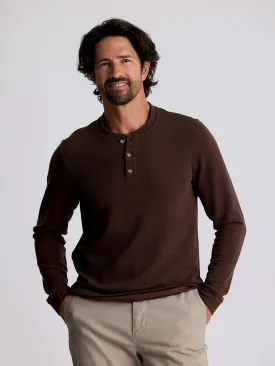 Free Fly Men's Waffle Long Sleeve Henley in Chestnut