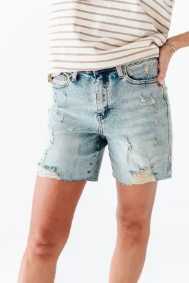 Gabby High Waisted Mineral Wash Denim Shorts