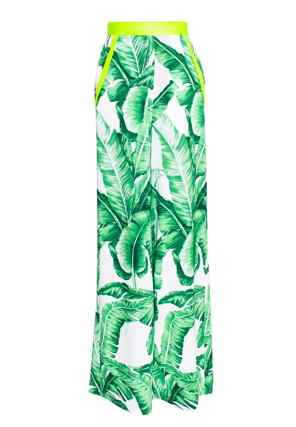 Jungle - Green Palm Havana Pants (Neon Yellow)