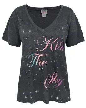 Junk Food Clothing Kiss Womens Black Short Sleeved T-Shirt