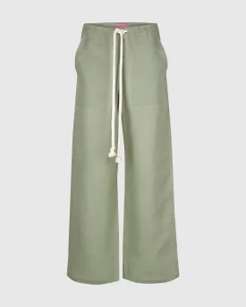 LINEN TROUSERS IN FOREST GREEN