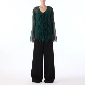 L/S CHIFFON BLOUSE W/ RUFFLE DETAIL