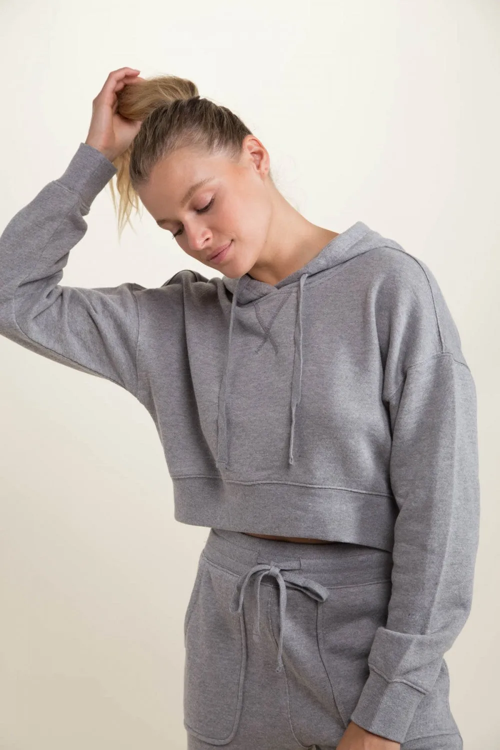 Mono B Lounge-to-Street Cropped Hoodie - Grey