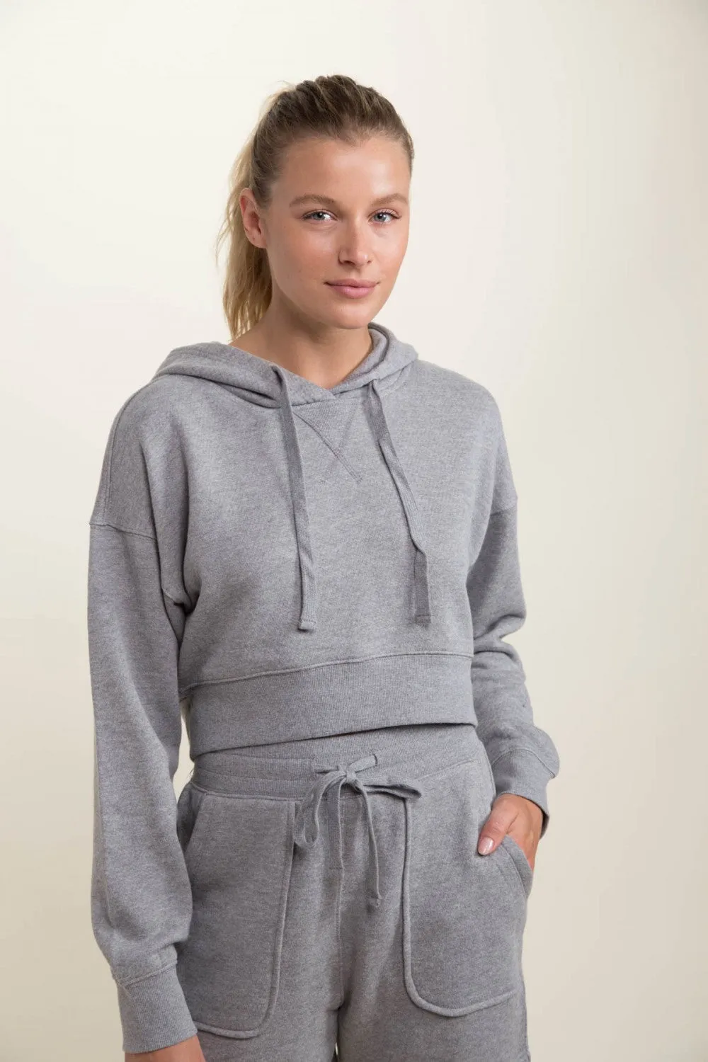 Mono B Lounge-to-Street Cropped Hoodie - Grey