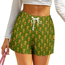 Orange Bird Women's High-Waisted Loose Shorts With Pockets