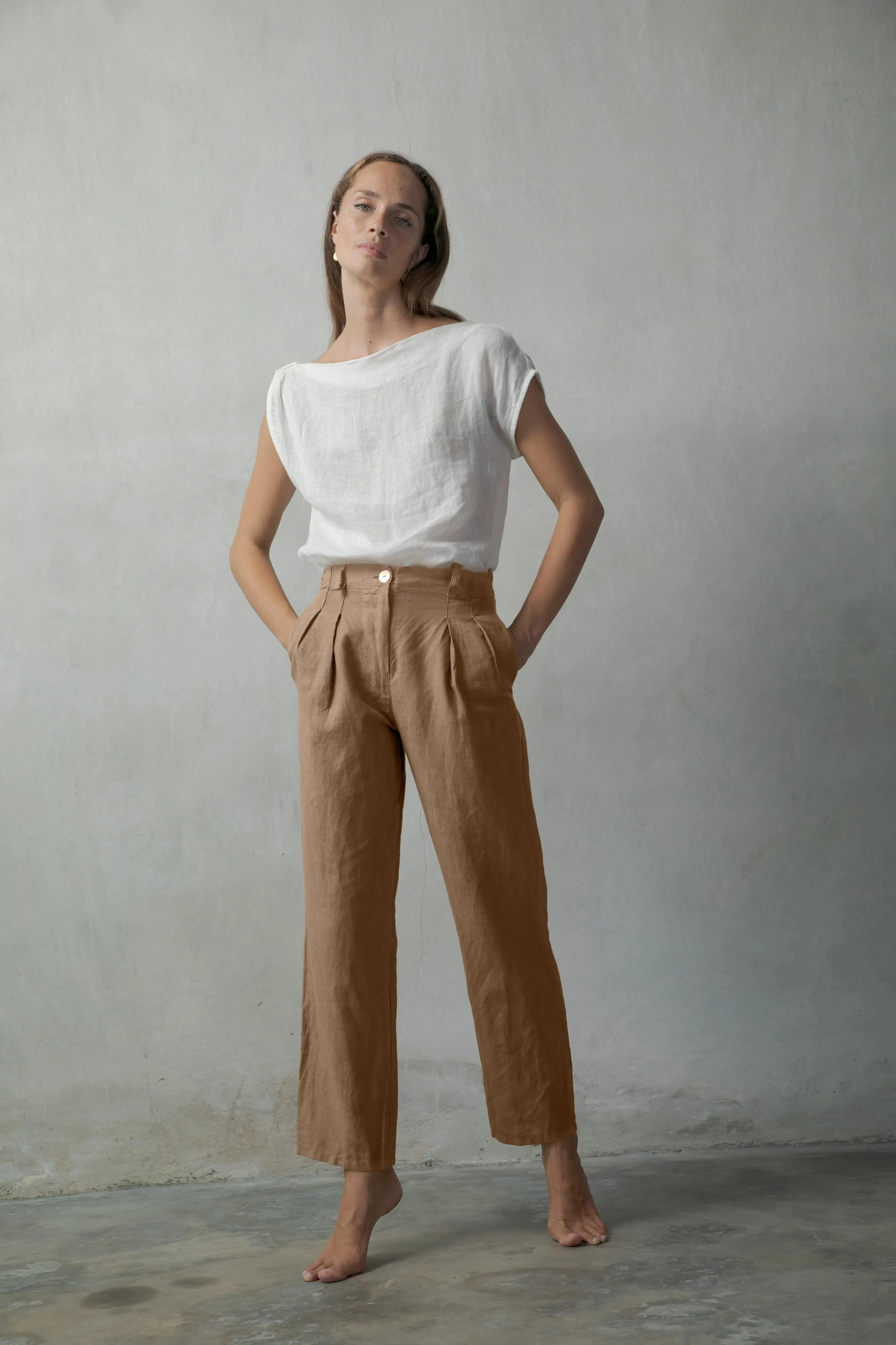 Piega Linen Trouser Tobaccoo