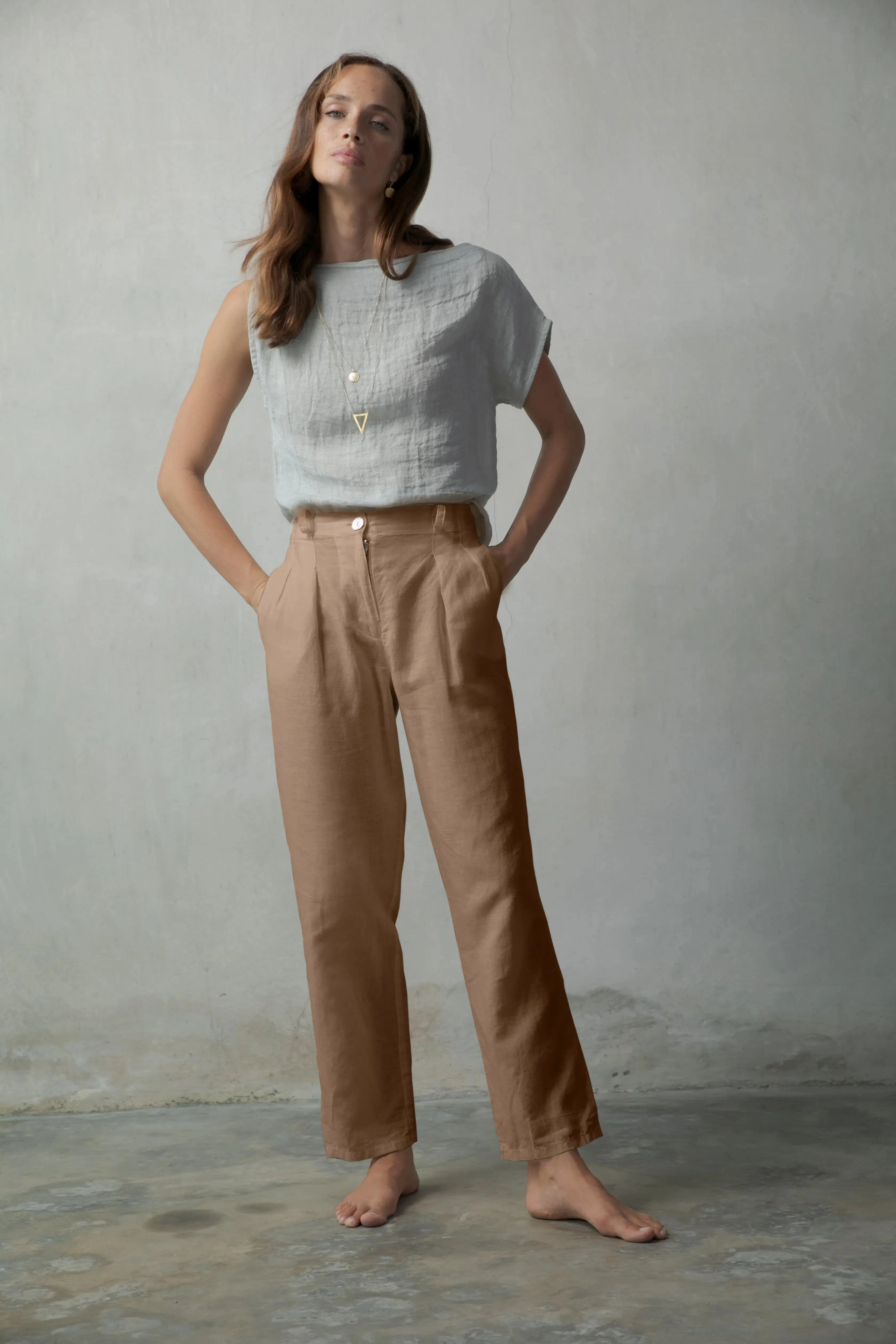 Piega Linen Trouser Tobaccoo