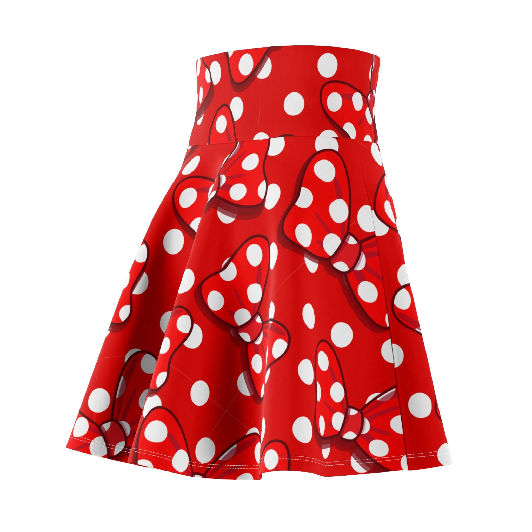 Polka Dots With Red Bows Skater Skirt