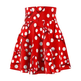 Polka Dots With Red Bows Skater Skirt