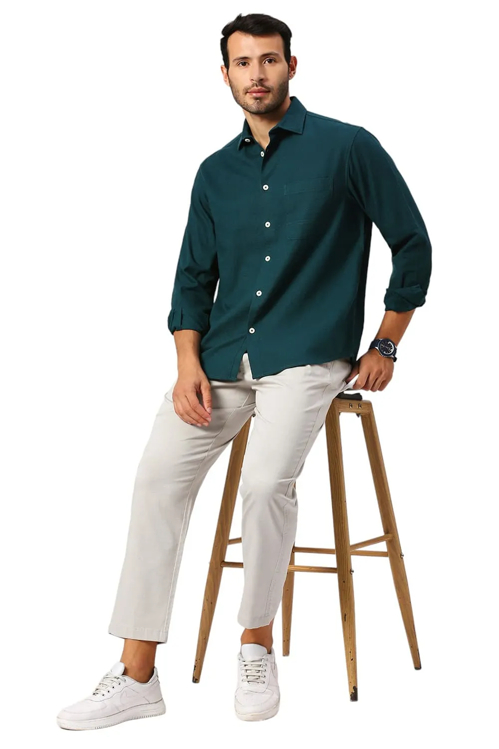 Relaxed Fit Cotton Hopsack Slub Dobby Shirt