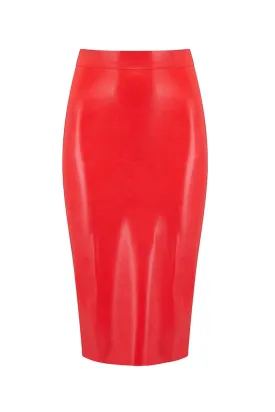 Scarlet Red Latex Midi Skirt