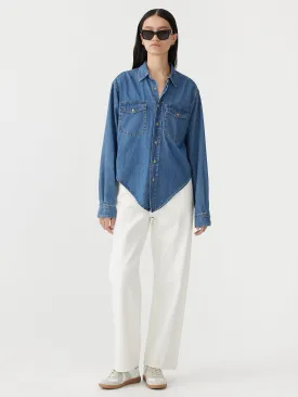 scoop hem denim shirt