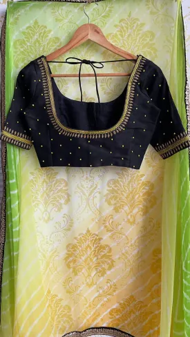 Soft dual coloured chiffon saree with hand worked blouse