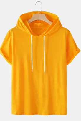 White Drawstring Yellow Hoodie